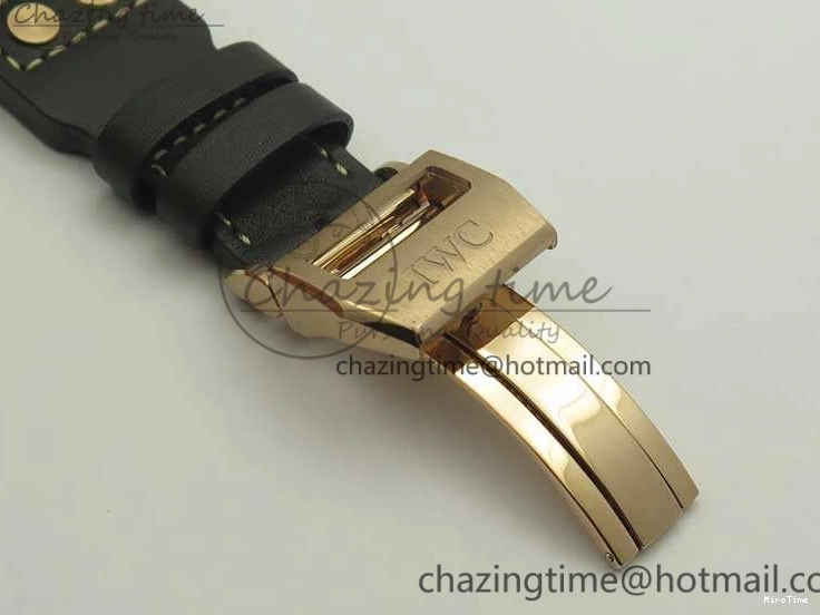 MIROTIME 0823 Big Pilot IW510301 Satin-Polished RG YLF Best Edition Black Dial On Leather Strap A Flexible 7222